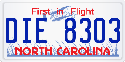 NC license plate DIE8303