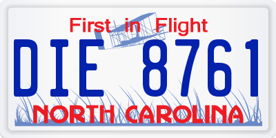 NC license plate DIE8761