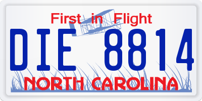 NC license plate DIE8814