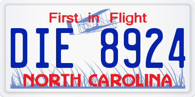 NC license plate DIE8924