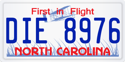 NC license plate DIE8976