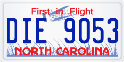 NC license plate DIE9053