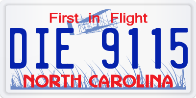 NC license plate DIE9115