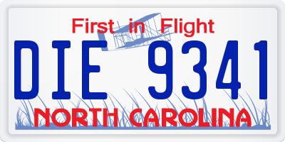 NC license plate DIE9341