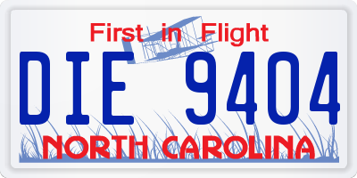 NC license plate DIE9404