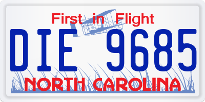 NC license plate DIE9685