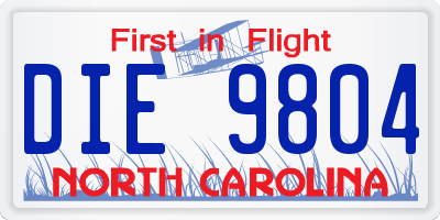 NC license plate DIE9804