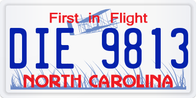 NC license plate DIE9813