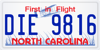 NC license plate DIE9816