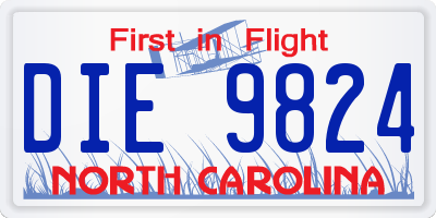 NC license plate DIE9824