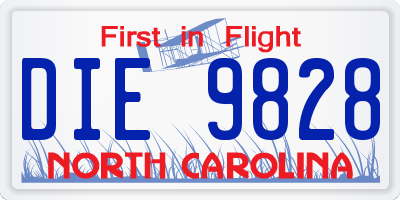 NC license plate DIE9828