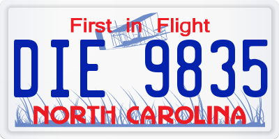 NC license plate DIE9835