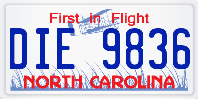 NC license plate DIE9836
