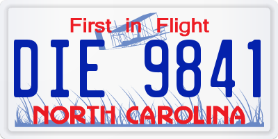 NC license plate DIE9841