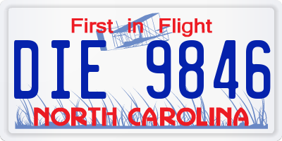 NC license plate DIE9846