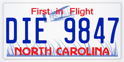 NC license plate DIE9847