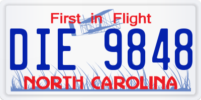 NC license plate DIE9848