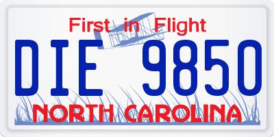 NC license plate DIE9850