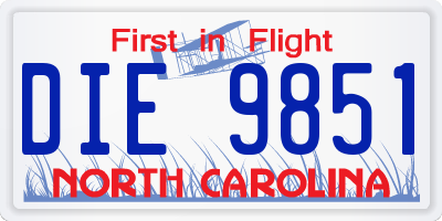 NC license plate DIE9851