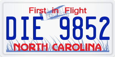 NC license plate DIE9852