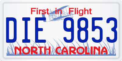 NC license plate DIE9853