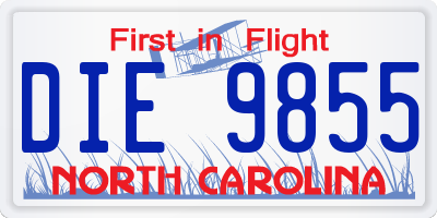 NC license plate DIE9855