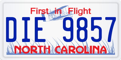 NC license plate DIE9857