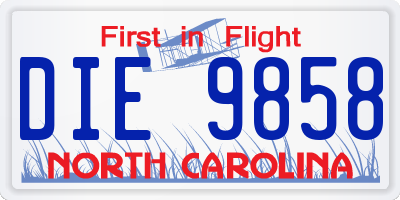 NC license plate DIE9858