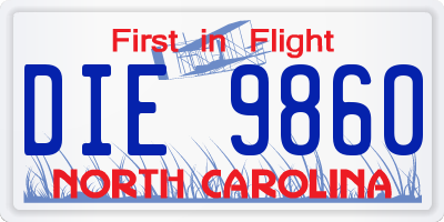 NC license plate DIE9860