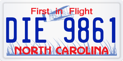 NC license plate DIE9861