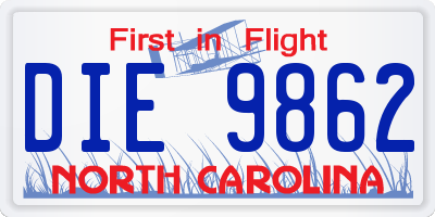 NC license plate DIE9862