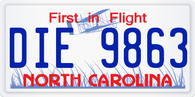 NC license plate DIE9863