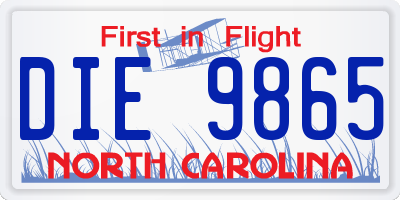 NC license plate DIE9865