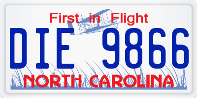 NC license plate DIE9866