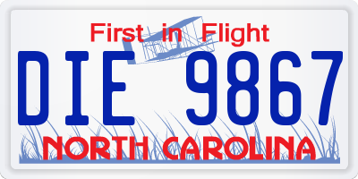 NC license plate DIE9867