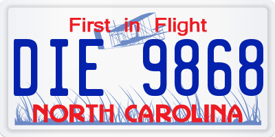 NC license plate DIE9868
