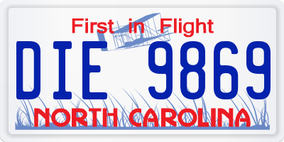 NC license plate DIE9869