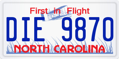 NC license plate DIE9870