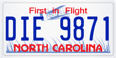 NC license plate DIE9871