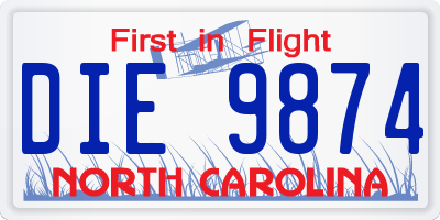 NC license plate DIE9874