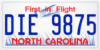 NC license plate DIE9875