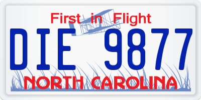 NC license plate DIE9877
