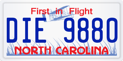NC license plate DIE9880