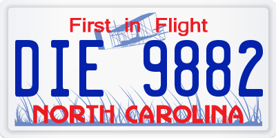 NC license plate DIE9882