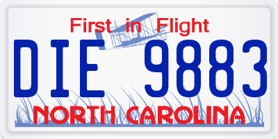NC license plate DIE9883