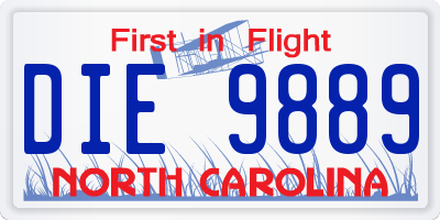 NC license plate DIE9889