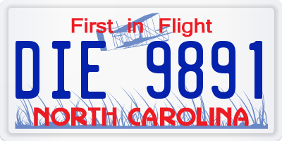NC license plate DIE9891