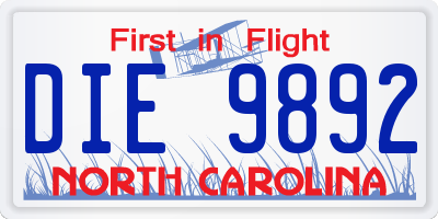 NC license plate DIE9892