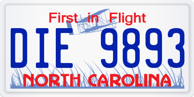 NC license plate DIE9893