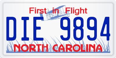 NC license plate DIE9894